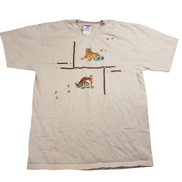 Jerzees Other - Jerzees Big Cat Nature Graphic T-Shirt Mens XL Beige Excellent Vintage 90s 299M